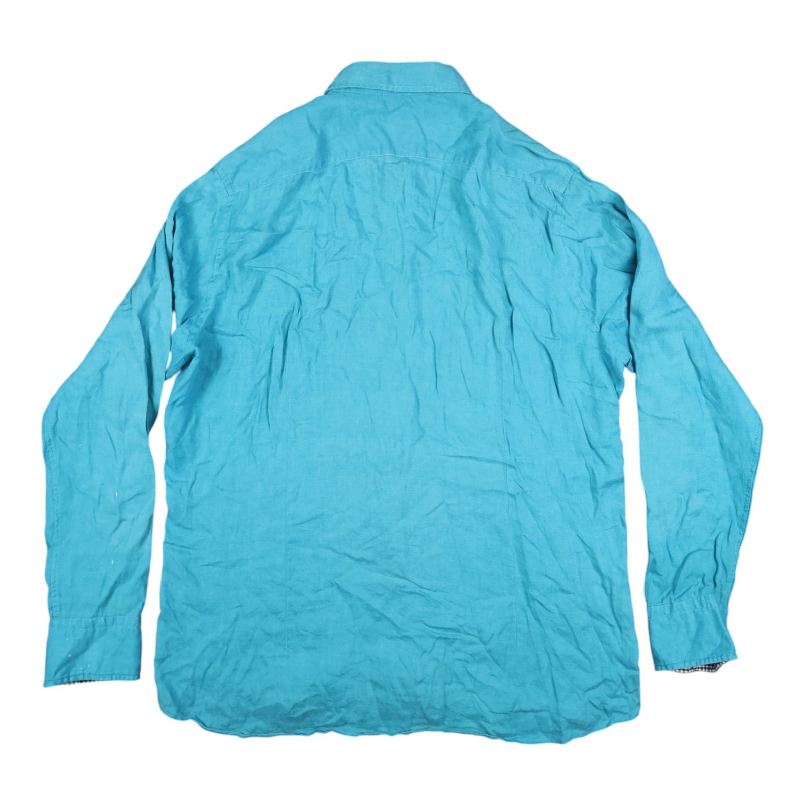 Hugo Boss Shirt Mens LARGE blue Long Sleeve Button Up collared Linen Size L thumbnail 8