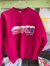 Lake Tahoe Ski crewneck Large pink BVD USA 80's vibe vintage