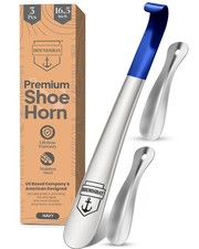 Travel Metal Shoe Horn Long Large, 16.5" Navy   1 Pack  2 Horns