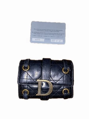 Dior Portemonnaie Leder Schwarz Vintage mit D-Logo und Authentifizierungskarte - Bild 1 von 4