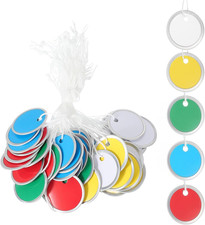 1.2 Inch Metal Rim Key Tags 50 Pack Blank Round Paper Tags Bulk Writable Keyc...