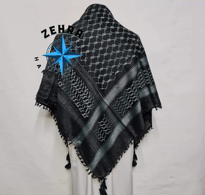 ZEHRA Unisex Black Grey Arab Head Scarf Wrap Arafat Keffiyeh Yashmagh