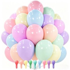 Pastel Balloons 100pcs 12 Inch Pastel Rainbow Latex Balloons for Baby Shower ...