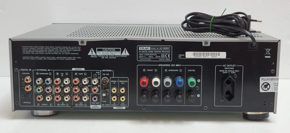 TEAC AG-D8850 AV Receiver Party Verstärker High End HIFI Baustein Anlage Oberkla - Bild 2 von 4