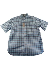 Daniel Cremieux Mens Large Signature Collection Button Up Shirt Blue Checkered