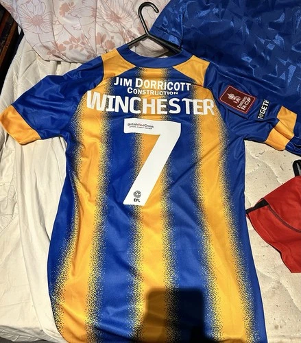 CARL WINCHESTER FA CUP MATCH WORN SHIRT SHREWSBURY TOWN FC 22/23 SEASON SIZE M
