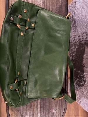 AJ Valenci womens handbag new leather, brgt forest green  14 inX10 in. full size