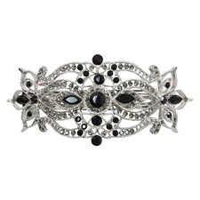 Gorgeous Black Rhinestone Crystal Big Floral Hair Barrette