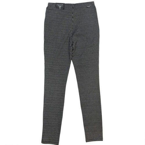 TAHARI NWT Seam Front Pull-On Pant Black White Shepherd Check Plaid Preppy S - Picture 2 of 8