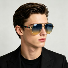 Gucci 1234 Sunglasses Gold Aviator Gradient Lens 60 14 140 Unisex