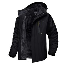 Mens Fleece Jackets Winter Thermal Windbreaker Water Resistant Coats with Hood