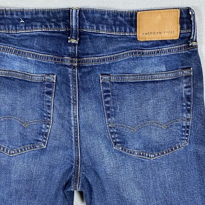 American Eagle Original Straight AirFlex+ Mens Jeans 31x30 Blue Wash Stretch