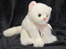 Ty Classic 1996 Crystal White Kitty Cat Kitten Plush Green Eyes Pink Bow Buddy