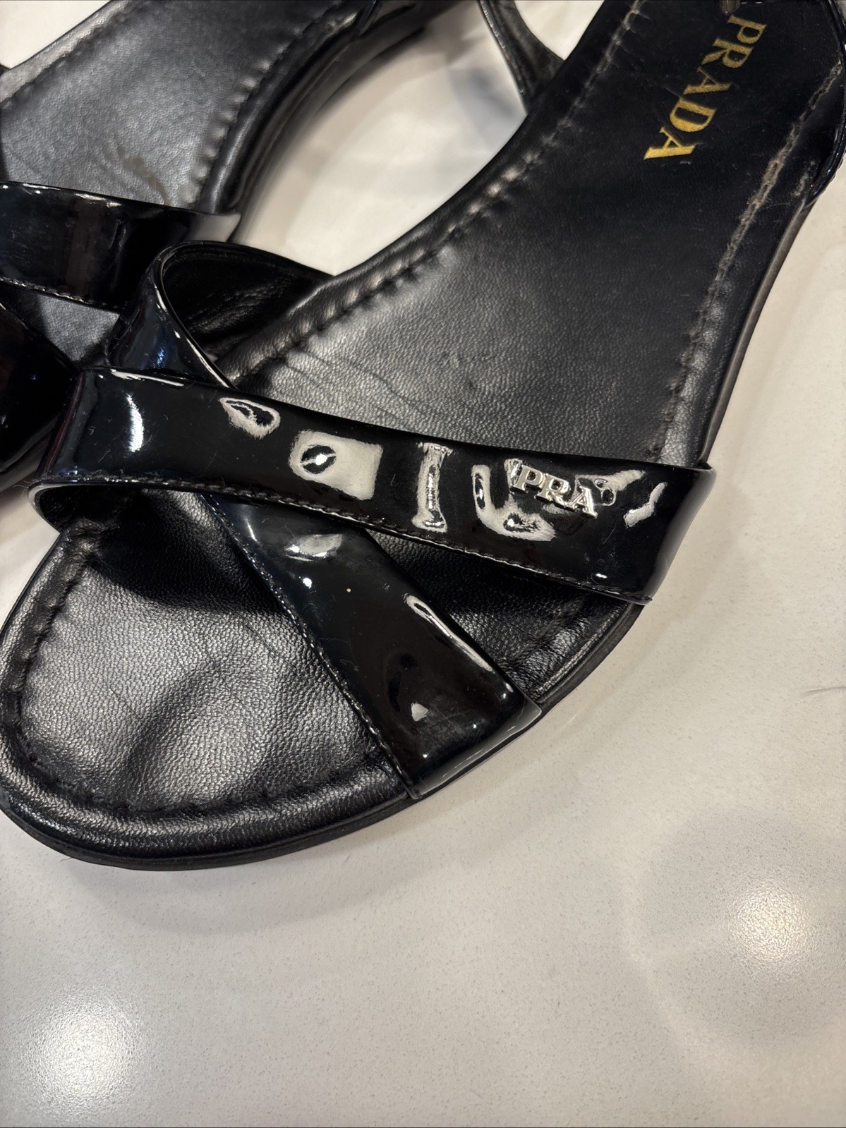 PRADA Sandal Bundle Women’s Size 37 Patent Leather Black & Red thumbnail 8