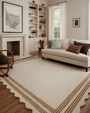 Nordic Knots Ivory / Rust Rug - Hand Tufted Rug Wool area Rug any size available