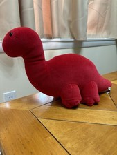 Manhattan Toy Plush Small Dino Red Velvet Brontosaurus Stuffed 9” Vintage 1993