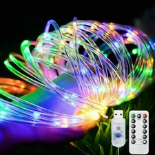 33FT 100 LED Strip Rope Light Tube String Outdoor Garden Party Decoration Lights