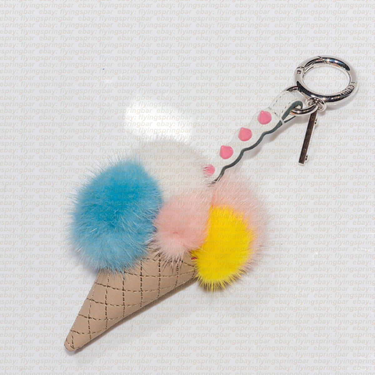 FENDI アイスクリームコーン型キーホルダー NEW FENDI Ice Cream Fur Bag Charm Mink Fur Multicolor Key Ring | eBay