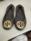 Tory Burch Minnie Travel Ballet Flats Black Napa Leather Gold Logo Shoes Size 7? — photo 1
