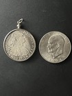 1804 SPANISH 8 REALES/1812 5 FRANCS REPLICA COIN PENDANT ~ SILVER-TONE BEZEL — photo 4
