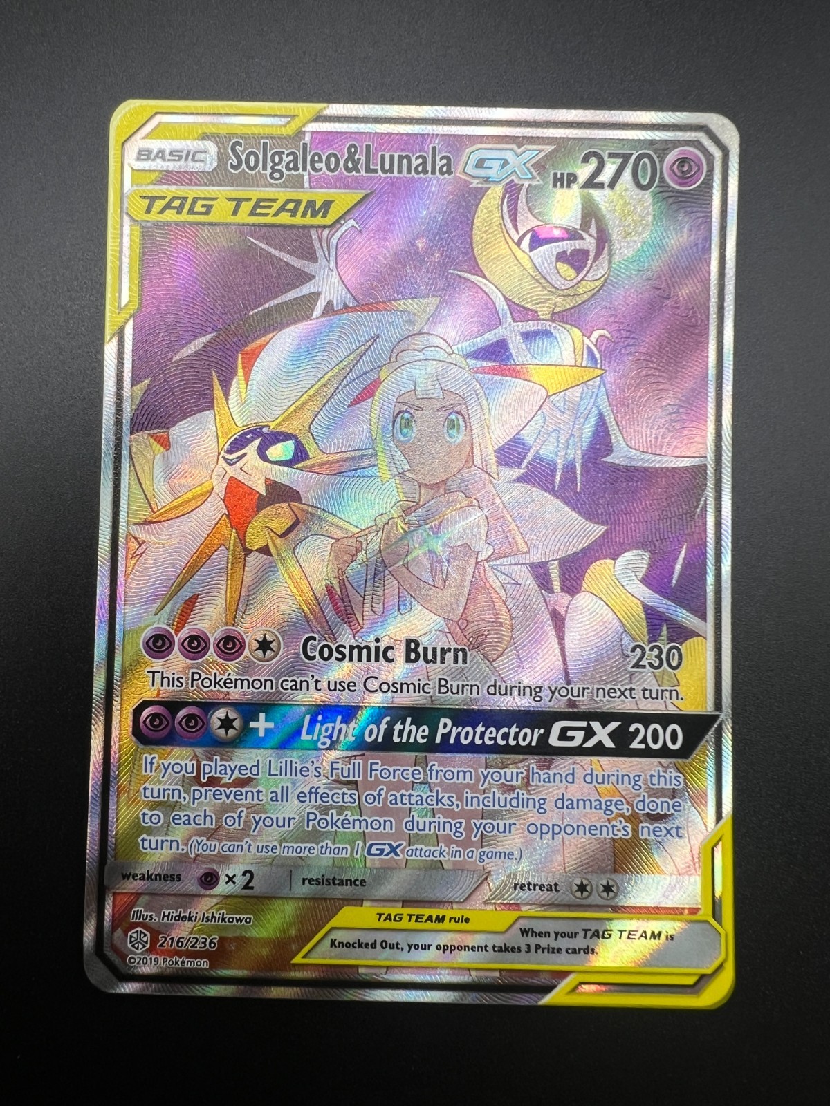 Solgaleo & Lunala GX - 216/236 - Pokemon Cosmic Eclipse Sun Moon Card LP
