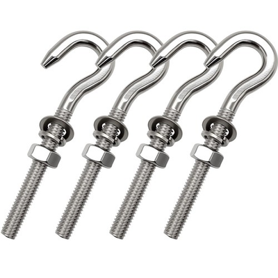 #ad #ad 4 PCS M10 Hook Bolt 304 Stainless Steel Eye Nut Washer Long Shank Threaded $25.45
