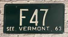1963 Vermont Vanity License Plate F47 SEE VERMONT