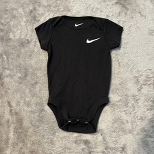 Nike Romper One Piece Infant 6M Black Logo Short Sleeve Bodysuit Swoosh