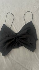 Urban Outfitters Black Twist Front Cropped Tank Top Spaghetti Straps V-Neck S