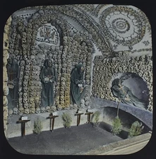 Photograph ROME THE CAPUCHIN MONKS C1890 Magic Lantern Slide HAND TINTED