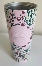 Starbucks 2022 Enchanted Forest Tumbler Cup Pink Stainless Steel 24oz (NO LID)