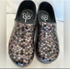 Sanita Women's Danish Clogs Black/Pink Polka Dots, EU Size 41