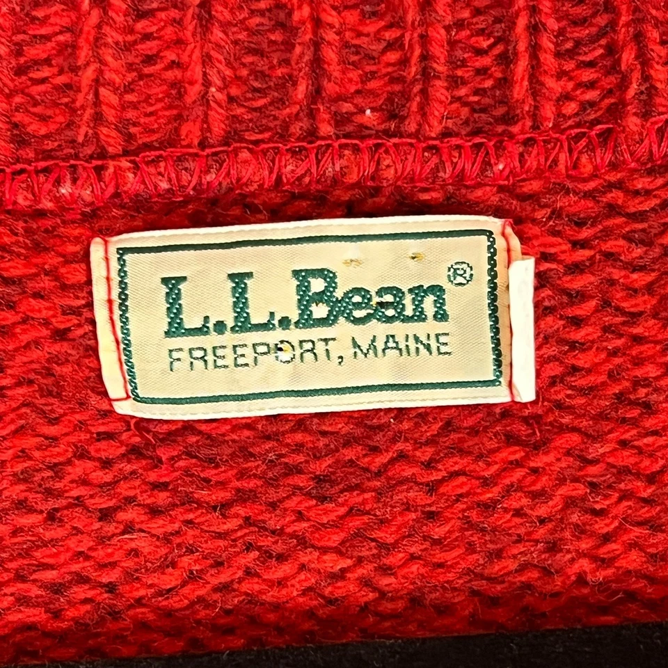 Chaleco LL Bean Para Hombres Grande Rojo Lana Nylon Mezcla De Colección Abuelo Retro Años 80 90 Tejido Foto 3 de 4
