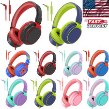 Kids Headphones for School Travel, Safe Volume Limited, HD Mic Stereo Sound Over