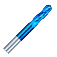 1/4" Shank 3-Flute CNC Ball Nose End Mill Nano Blue Coated Carbide Router Bit