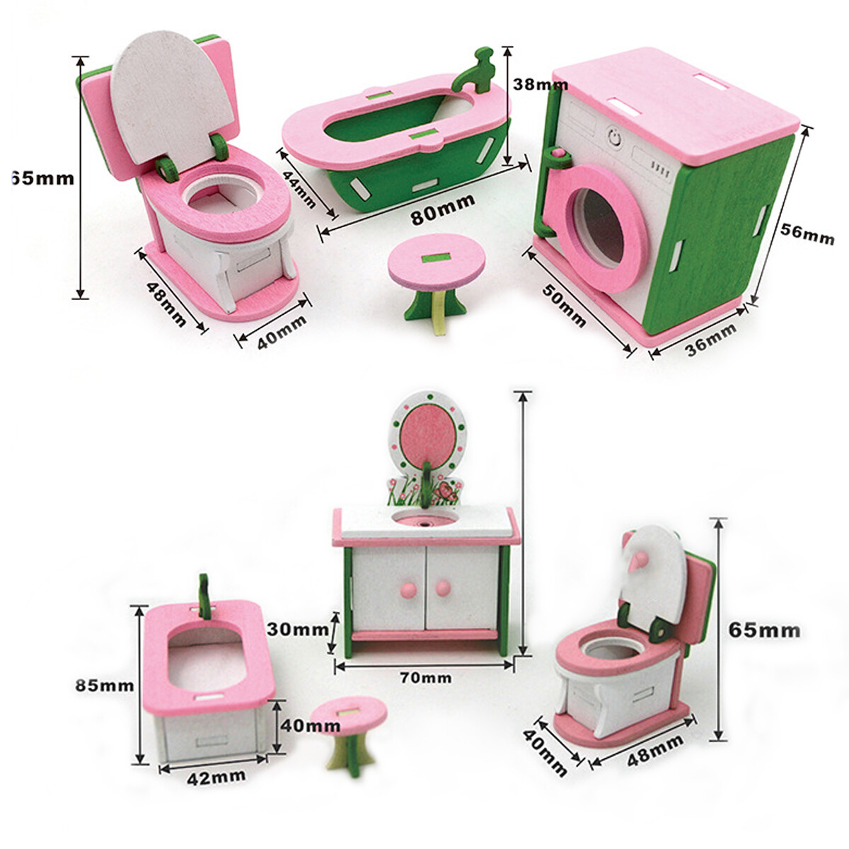 Wooden Furniture Dolls House Set Room Family People Miniature Toys eBay