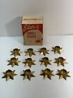 12 Vintage Mcm Denmark Star Candle Holders Metal Large 2 1/4”