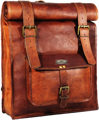 Genuine 24"X14"X5" Leather BackPack Rucksack Travel Bag For Men's and Women's | eBay Genuine 24"X14"X5" Leather BackPack Rucksack Travel Bag For Men's and Women's | eBay