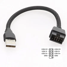 USB A Male to 9PIN Motherboard RGB Data to External U Port Adapter Cable