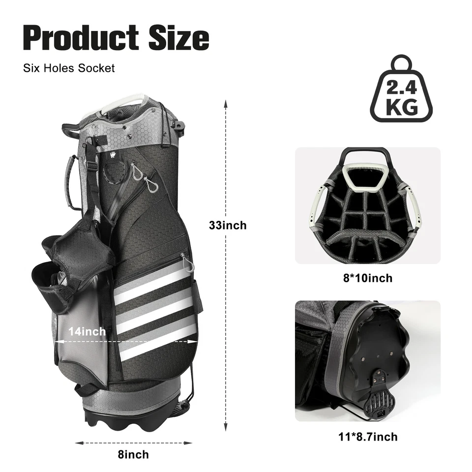 14 Way Golf Stand Bag Top Dividers with Pockets Rain Hood Ergonomic Lightweight - Image 3 of 4