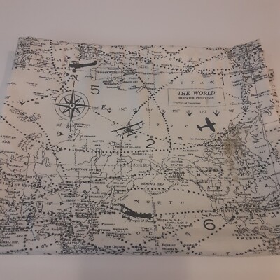 The World Map/Airplanes Vintage Handmade Valance  Small Office Space Masculine
