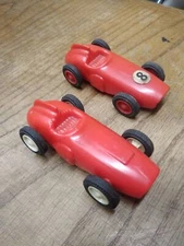 Vtg 1960's 2 Piece Indy Type Eldon Red Slot Car race Toy Lot Looks Good!
