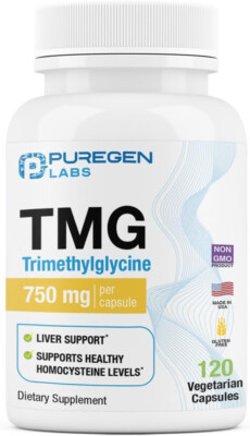 Puregen Labs TMG 750 mg  [High Potency] Trimethylglycine Supplement 120 cap 1 Pk