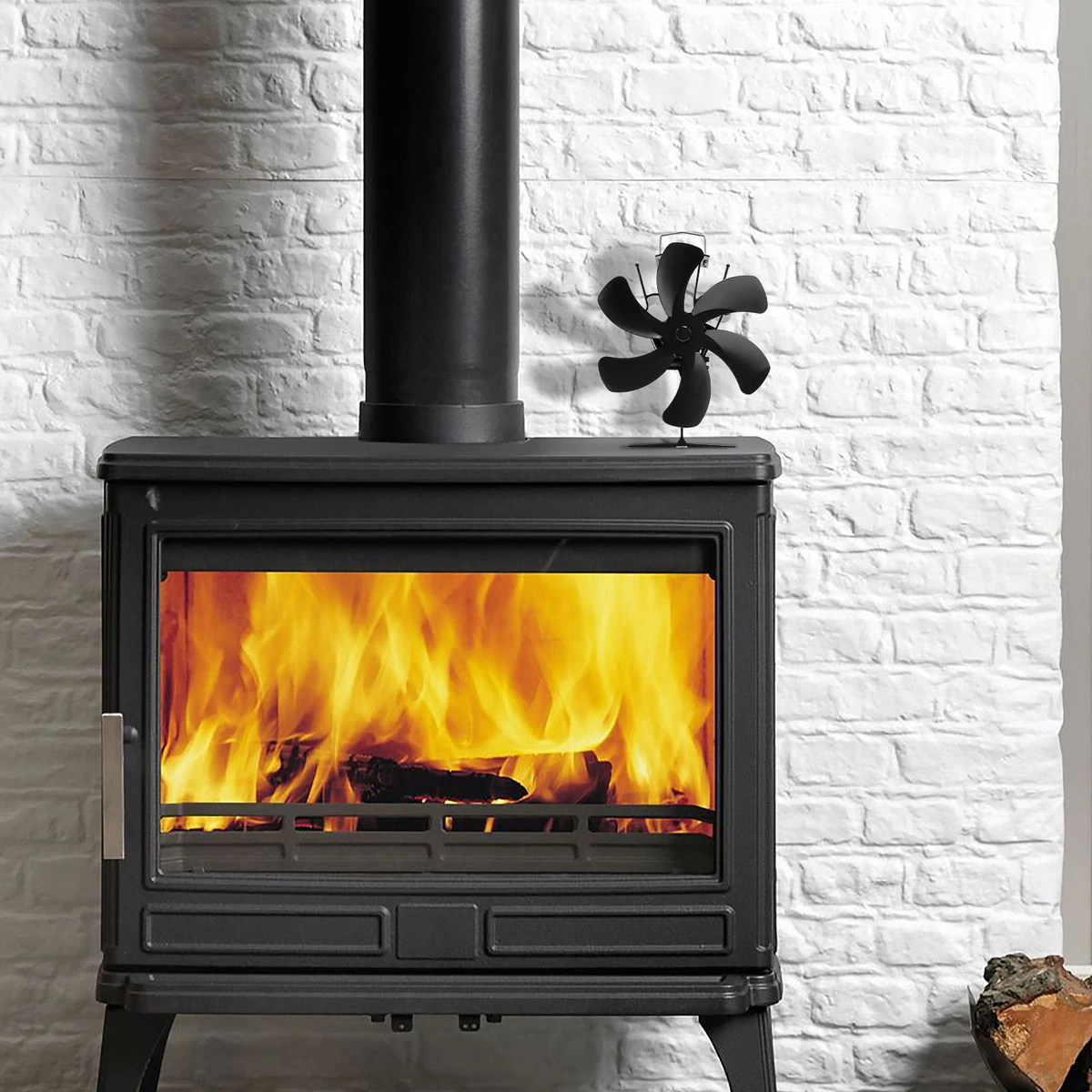 6 Blades Wood Stove Fan Heat Powered Eco Fireplace Fan Log Burner Fuel  Saving US | eBay