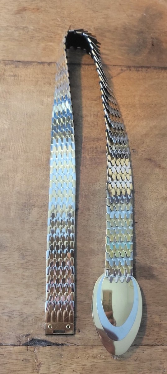 Vintage Stretch metal Scale Snake Flexible Belt two-tone  display picture 3