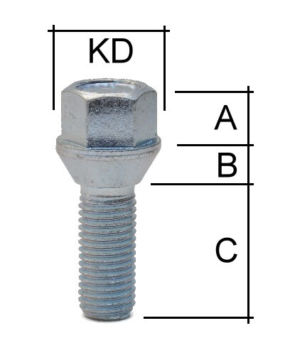 Radschraube M14 x 1,5 x 28mm Kegelbund 60° SW17 - Picture 1 of 1