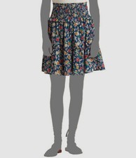  125 Lauren Ralph Lauren Women's Blue Ruffles Floral-Print A-Line Skirt Size 14
