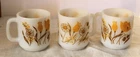 3 Vintage Glasbake Coffee Mug Tulip Daisy Goldenrod Marigold MCM Yellow 60s Cup