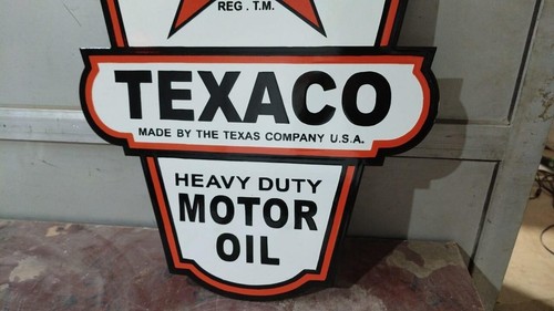 Texaco Motor oil  Porcelain Enamel Heavy Metal Sign  24 x 17 Inches  Double Side - Picture 4 of 6