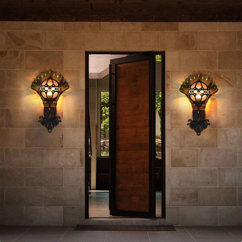 Lámpara de pared antigua vintage de pavo real accesorio impermeable aplique de pared lámpara de porche Foto 4 de 4